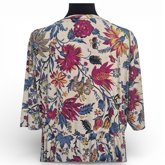 Jules & James Womens Size 2X Floral Empire Waist Maxi Dress Beige Magenta Blue - Picture 5 of 6